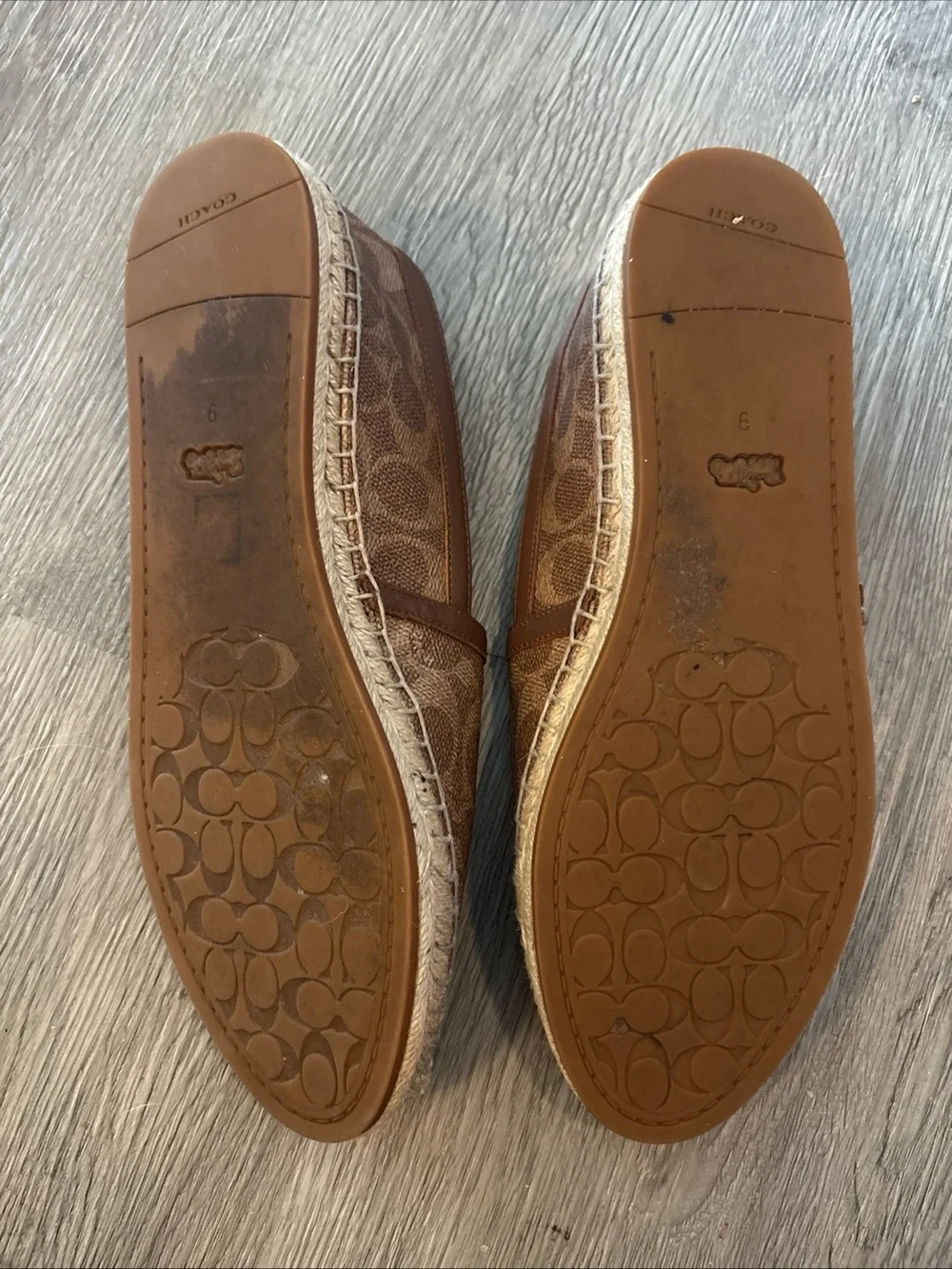Women's Coach Espadrille Shoes In Signature Jacquard Size 9